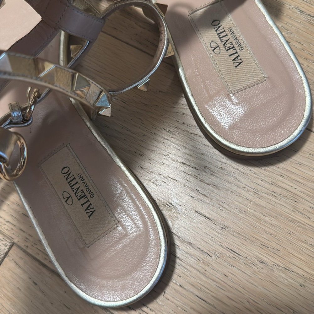 Valentino Metallic Gold Sandals - Picture 7 of 8